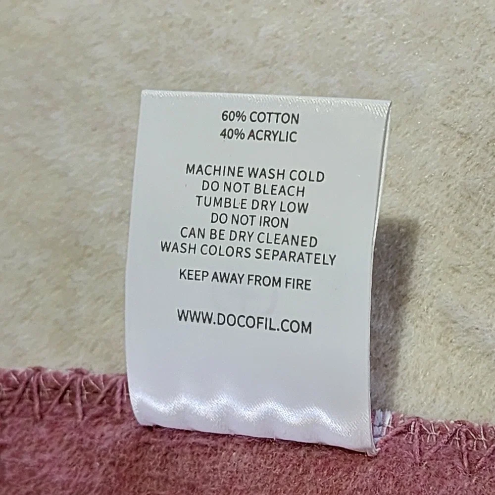 Docofil Throw Blanket For Grammy Pink Ivory Reversible 51x67‎ Made in Portugal